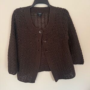 Talbots Chocolate Open-Knit Cardigan